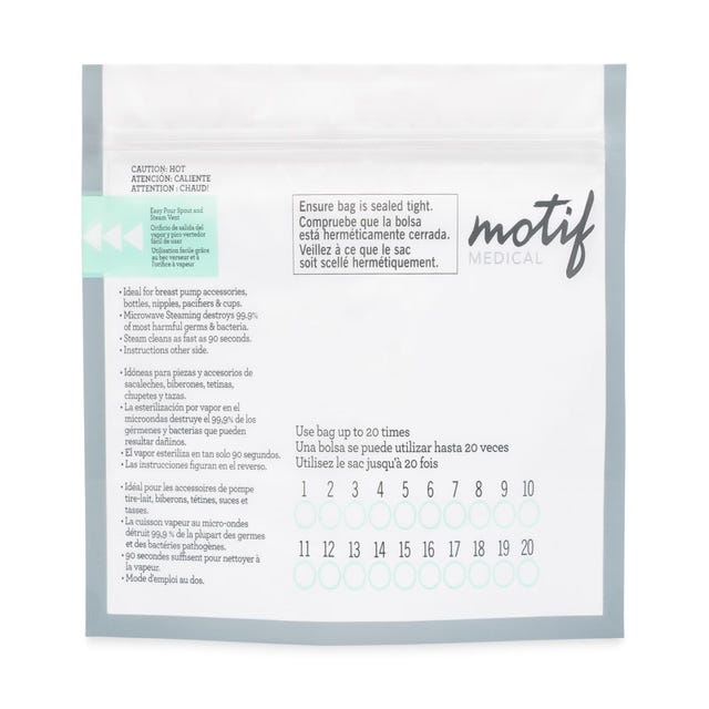Momcozy Microwave Steam Sterilizer Bags, 8 Count Travel Sterilizer Bags Reusable for Breast Pump Parts/Baby Bottles, Size: ‎5.91 x 1.97 x 1.57 Inches