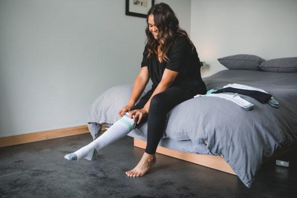 Mama Sox - Inspire Open Toe Maternity Compression Socks in Blue Stripes
