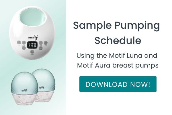 Sample pumping schedule using the motif luna and motif aura breast pumps